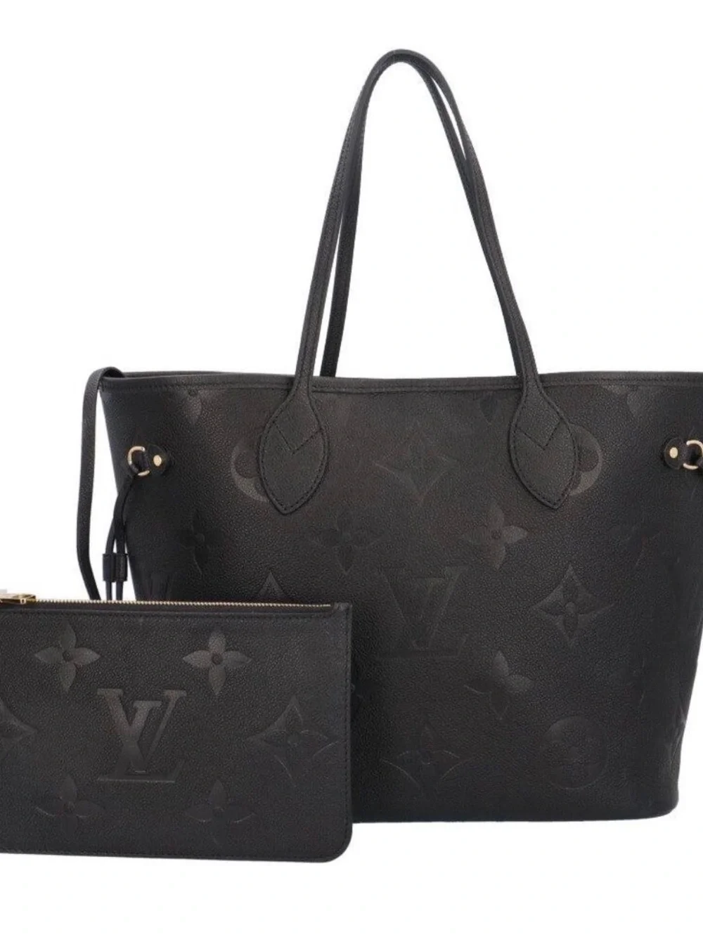 Louis Vuitton Black Monogram-Embossed Reversible Tote with Pouch